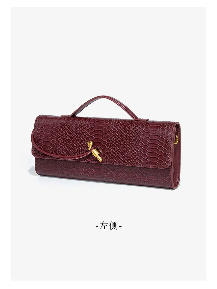 Luxury Snakeskin Top Handle Shoulder Bag