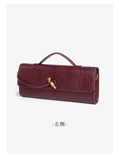 Luxury Snakeskin Top Handle Shoulder Bag