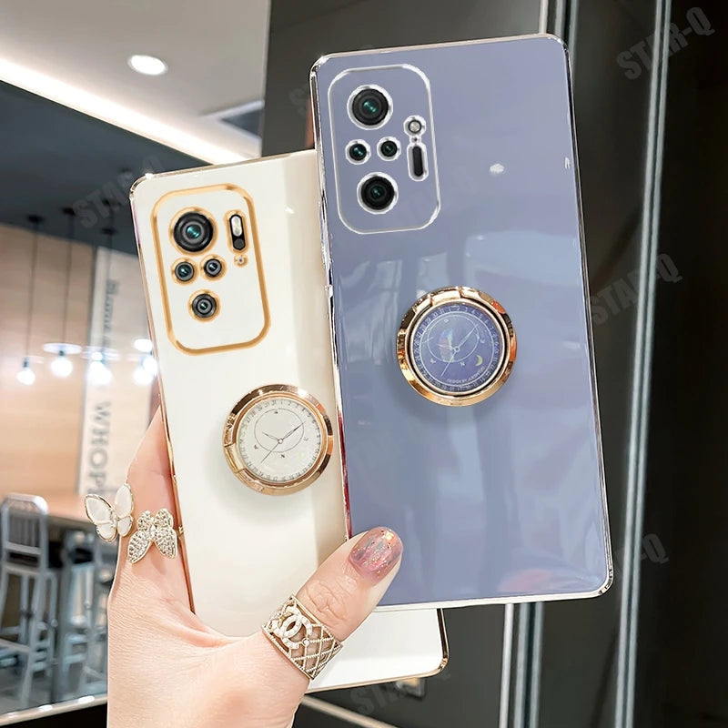 Ring Holder Plating Phone Case For Xiaomi Redmi Note 10 5G Note10 Pro Max 10s 10pro