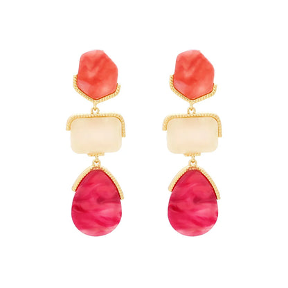Long Geometric Style Drop Earrings