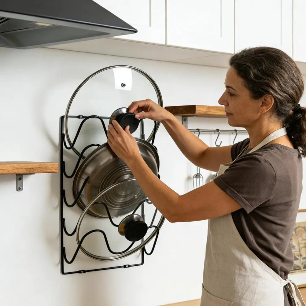Wall Mounted Pot Lid Organizer Rack