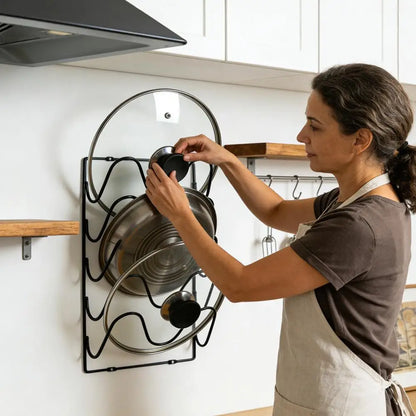 Wall Mounted Pot Lid Organizer Rack