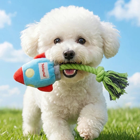 Rocket Shape Plush Dog Toy