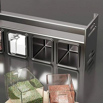 Wall Mounted Kitchen Storage Organizer with Spice Jar Holder