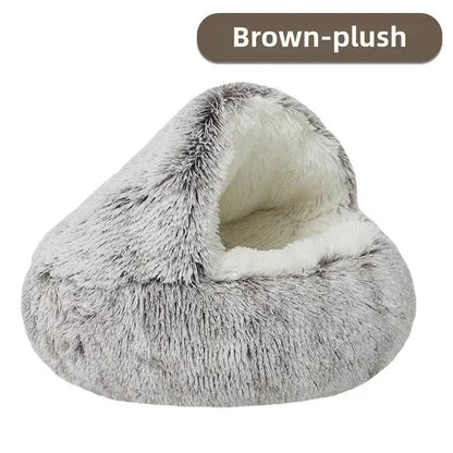Winter Warm Plush Semi-Enclosed Cat Bedwarm cat bed, plush cat nest, winter pet bed, cat cave bed, puppy sleeping bed, enclosed pet bed, soft cat cushion, cozy pet house, pet accessories