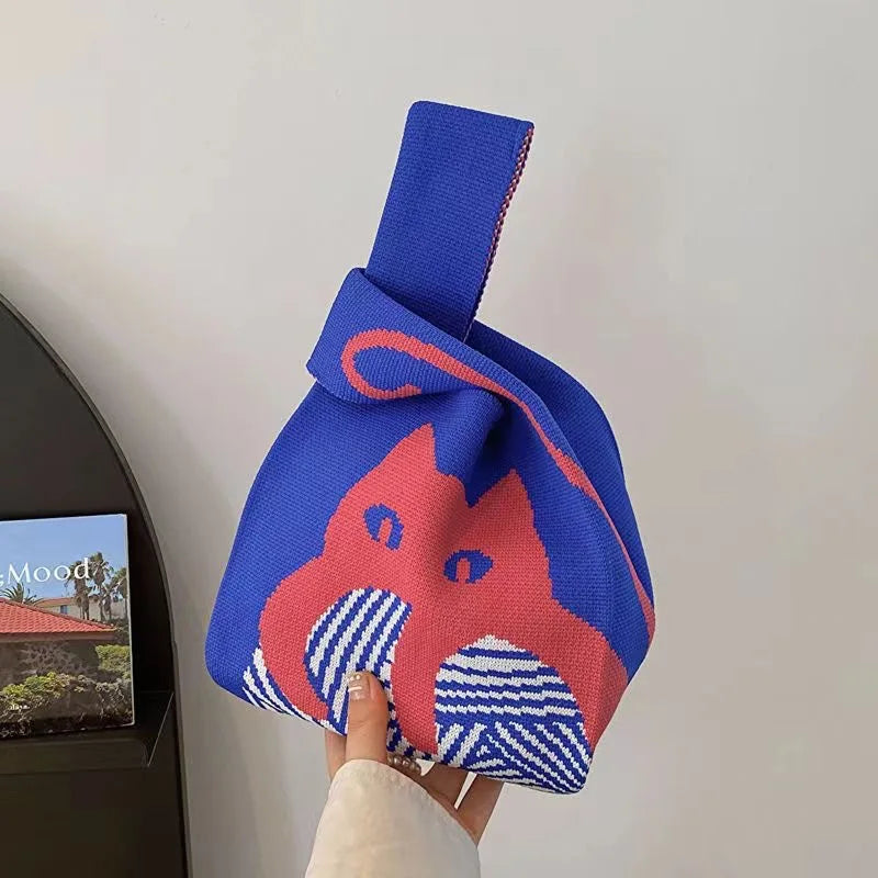Handmade Knitted Knot Wrist Tote Bag