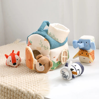 Montessori Plush Farm House & Animal Play Set