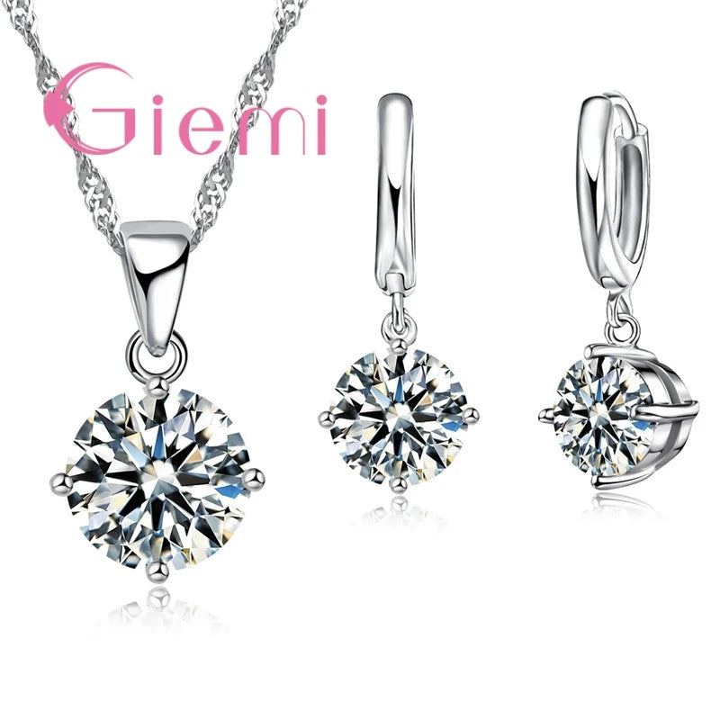 925 Sterling Silver Pendant Necklace Earrings