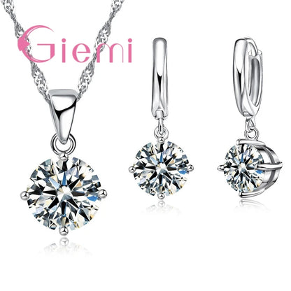 925 Sterling Silver Pendant Necklace Earrings