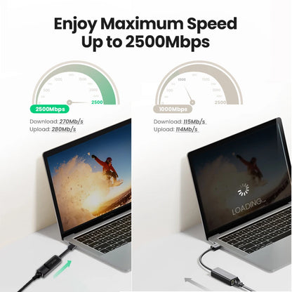 Kebidumei 2.5Gbps USB-C to RJ45 Ethernet Adapter