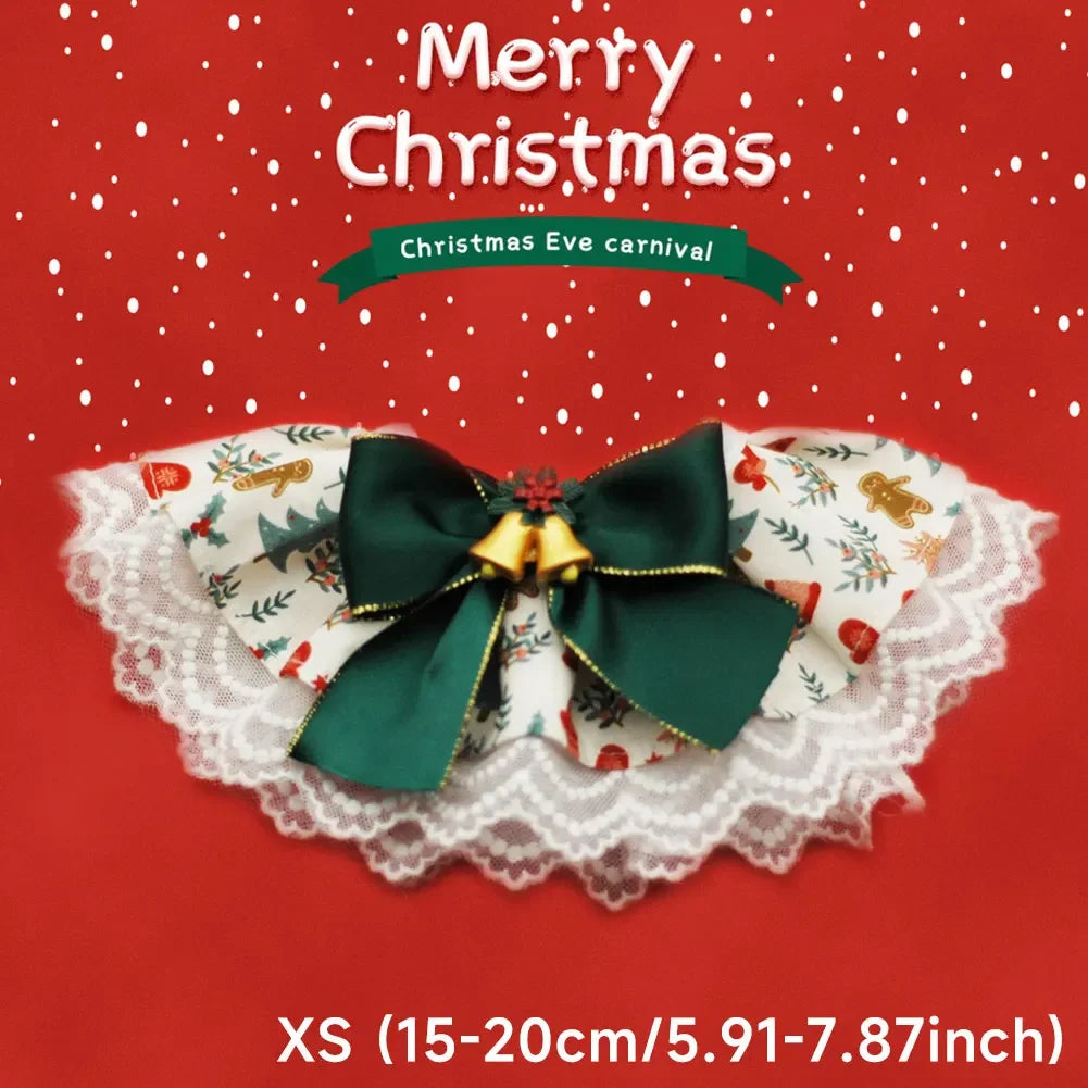 Christmas Adjustable Pet Lace Bandana Collar