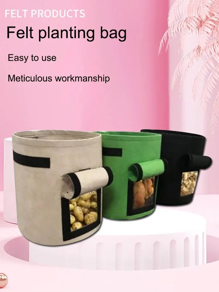Reusable Felt Potato Grow Bag with Harvest Window
