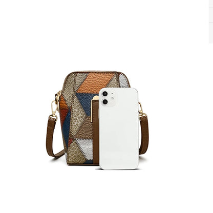 Vintage Patchwork Shoulder Bag with Zipper Closure