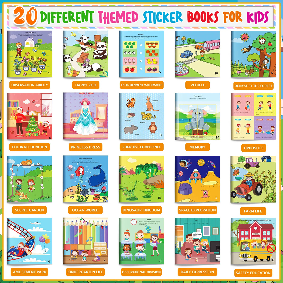 10/20 Volumes Sticker Book for Children Early Education