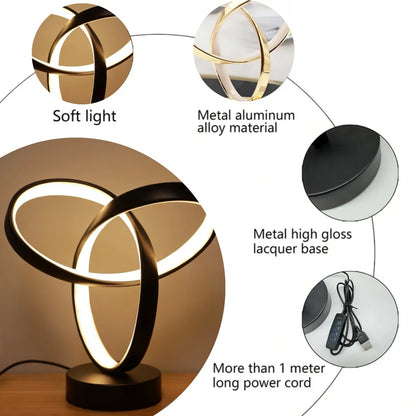 USB Modern Art Desk Lamp with Tri-Color Lighting