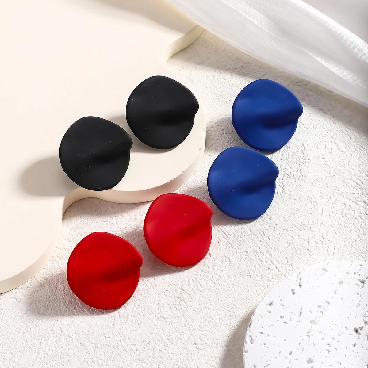 Candy Colored Button Shape Round Acrylic Earrings
