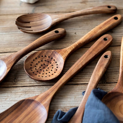 Wooden Kitchen Utensil Set with Storage Holder