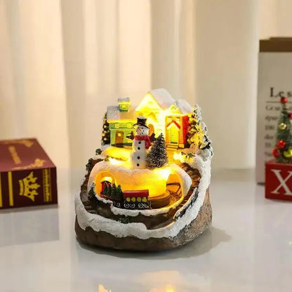Rotating Light-Up Christmas Resin Music Box