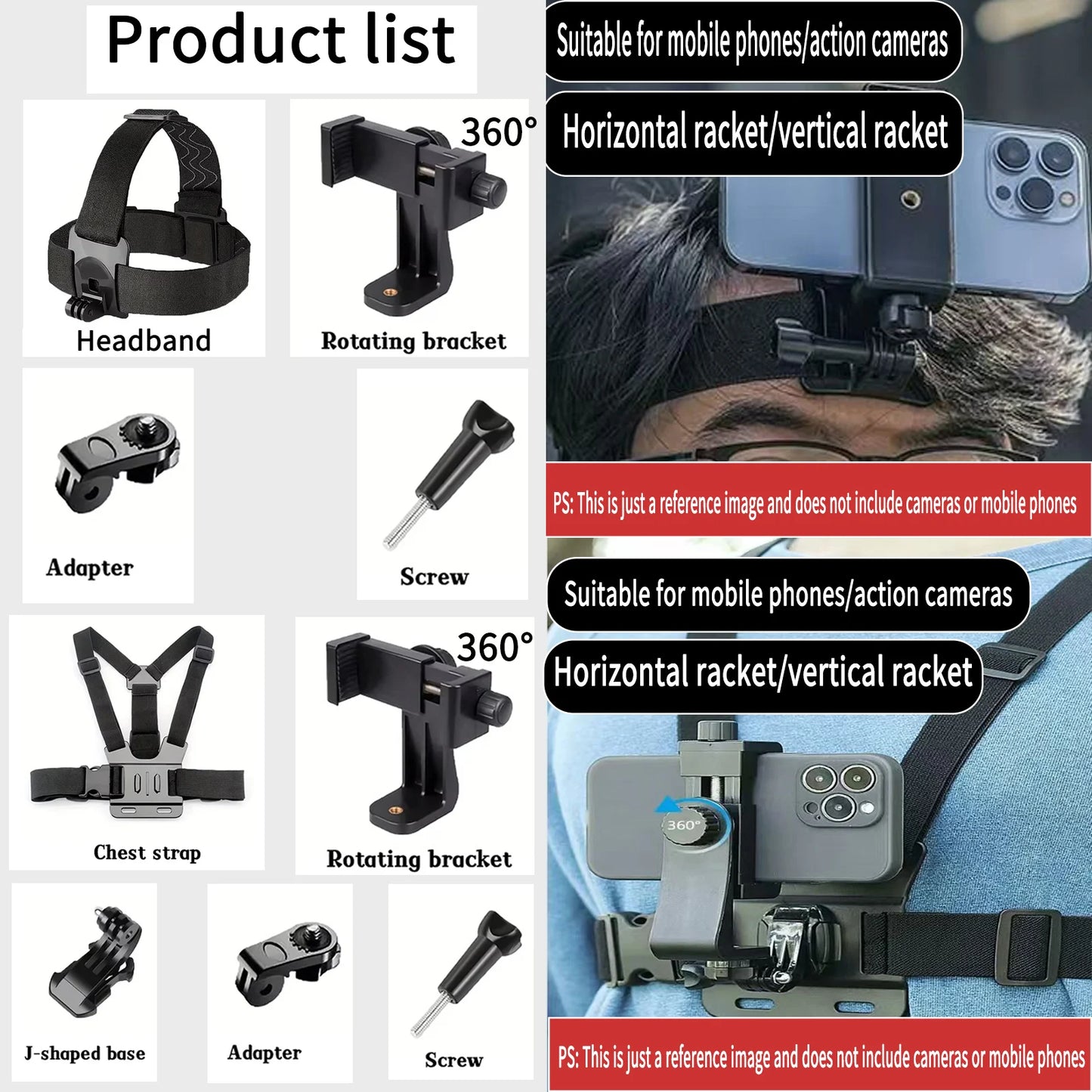Adjustable Chest Mount for Action Cameras & Phones