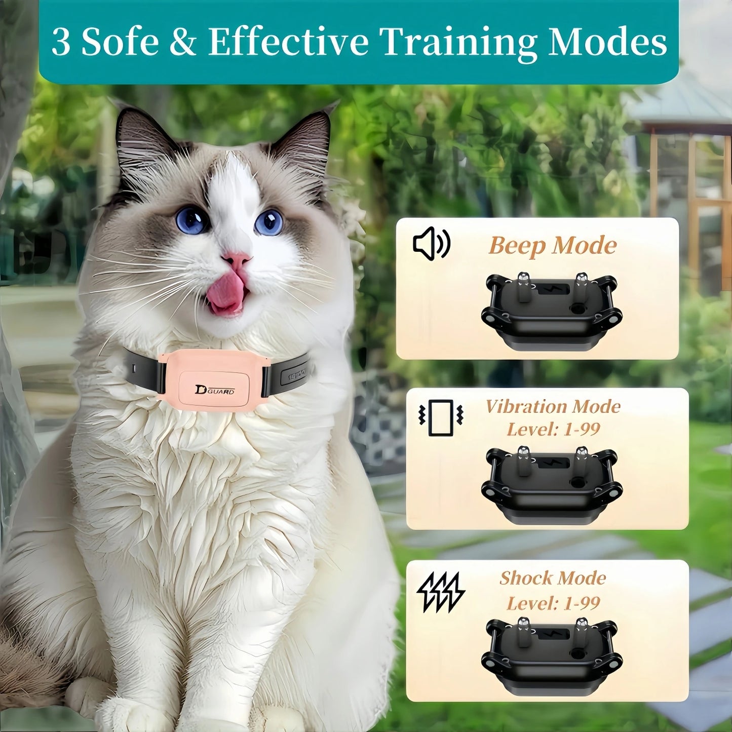 Rechargeable Cat Behavior Training Collar with Remote Control