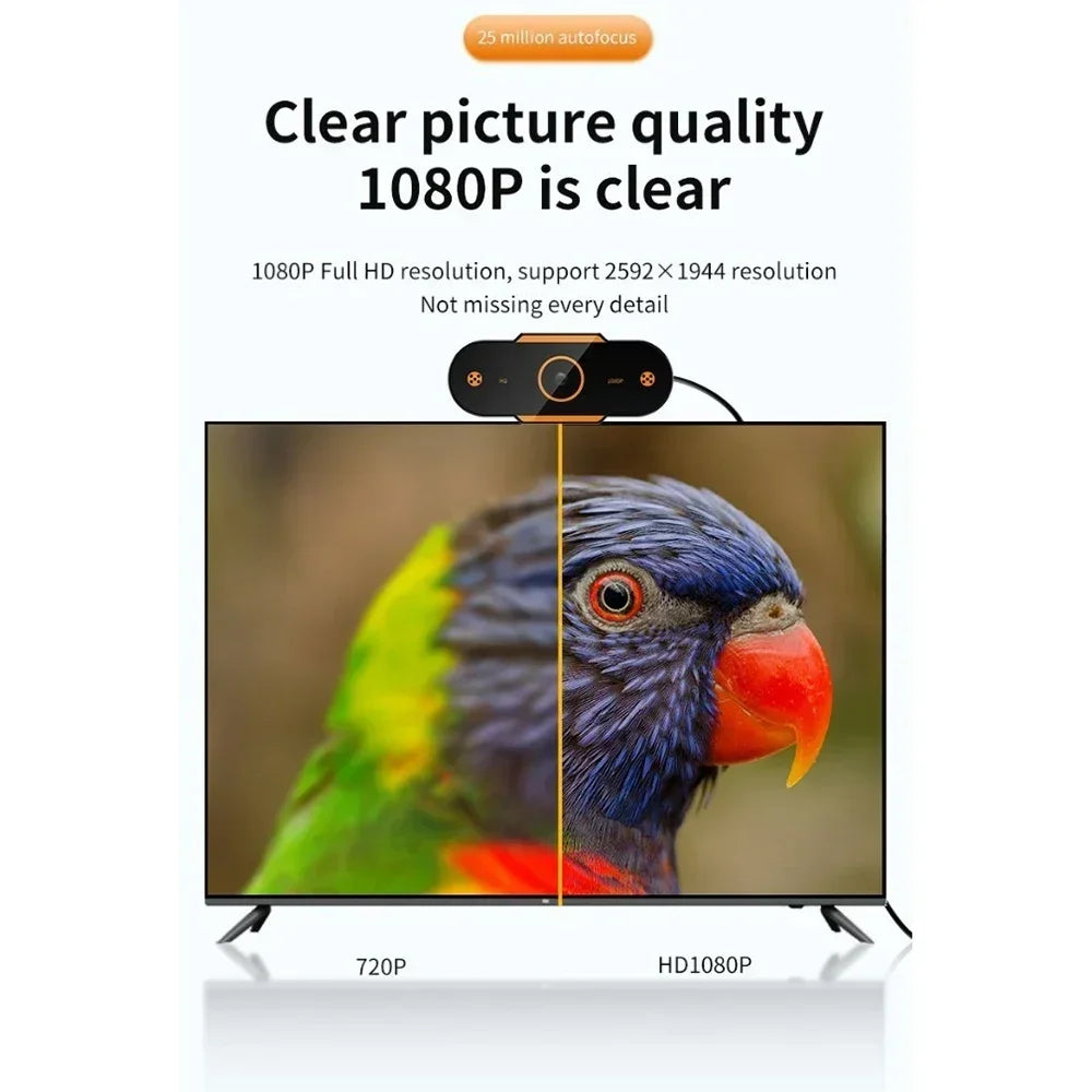 1080P HD USB Webcam with Auto Focus & Microphone
