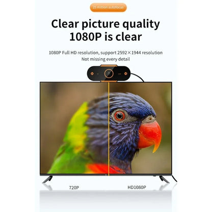 1080P HD USB Webcam with Auto Focus & Microphone