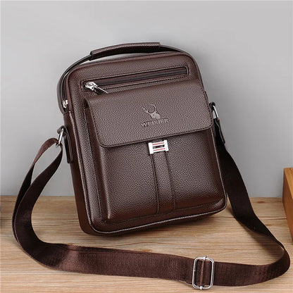 Men's Genuine Leather Crossbody Shoulder Bag