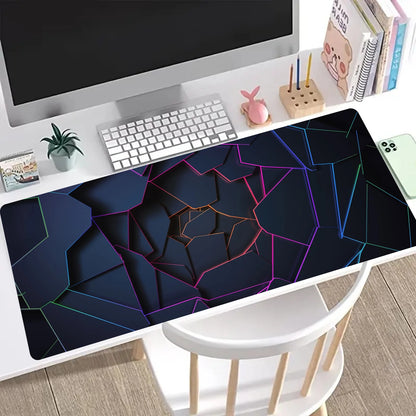 Extended Geometric Gaming Mouse Pad with Non-Slip Base