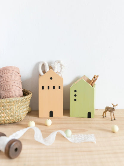 Wooden House Pen Holder & Desktop Organizer
