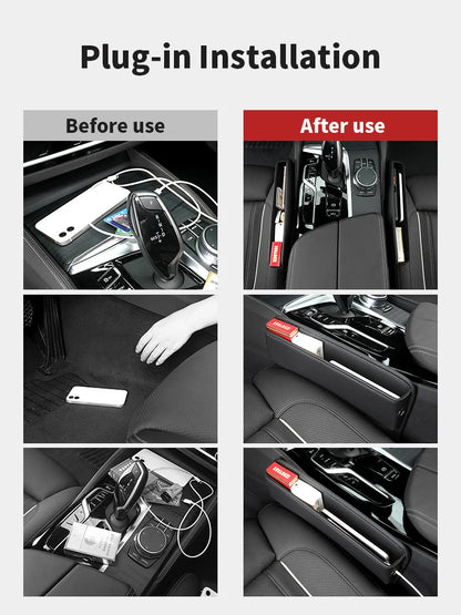 Leather Car Seat Gap Organizer with Storage Pocket