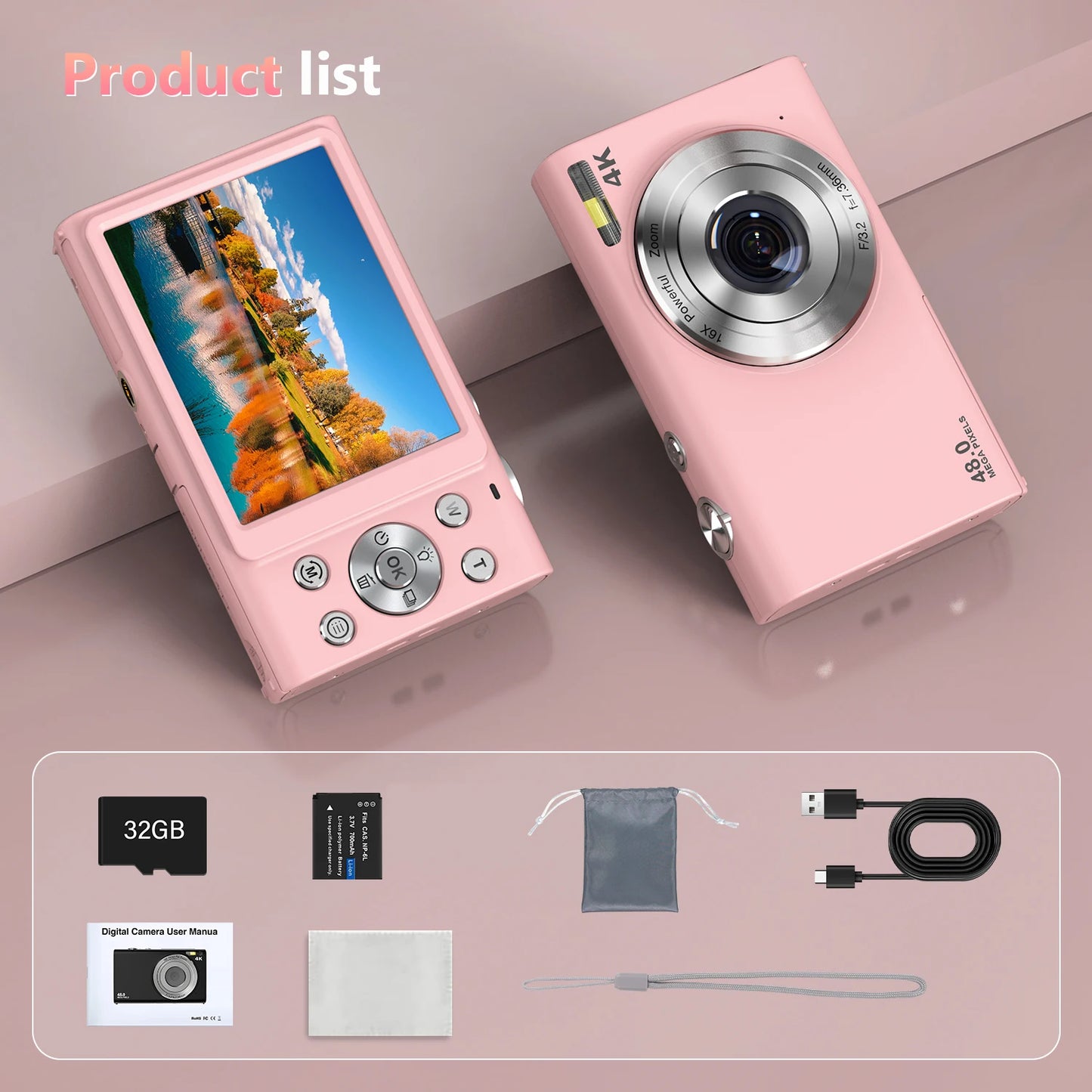 4K Autofocus Digital Camera with 48MP Photos & 2.8” IPS Screen
