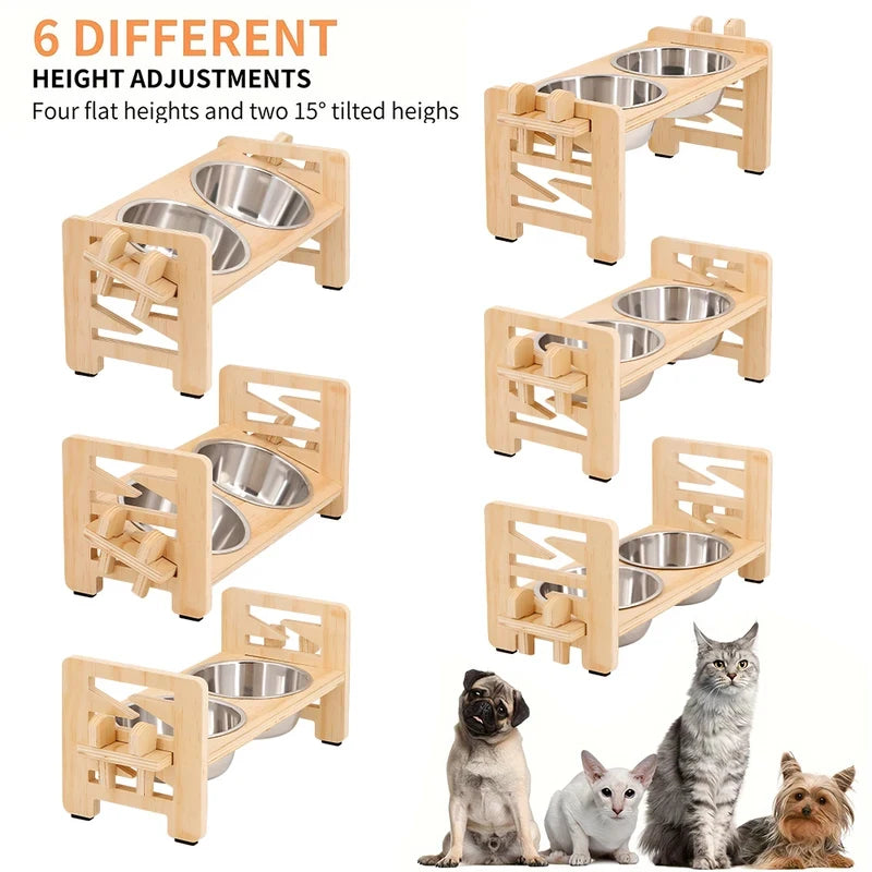 Adjustable Elevated Pet Feeder with Stainless Steel Bowls