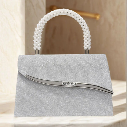 Metal Pearl Glitter Evening Clutch Bag