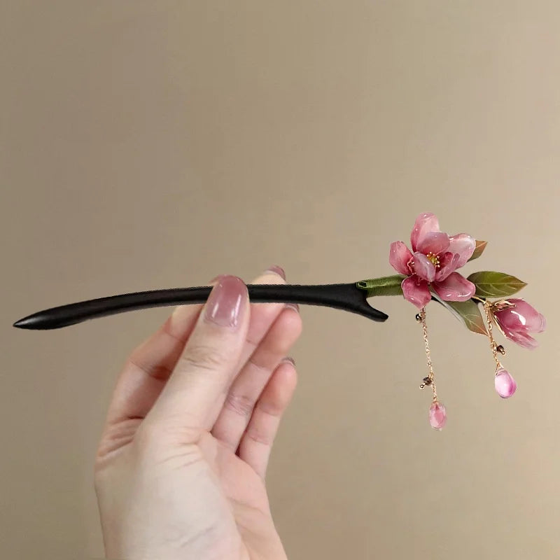 Chinese Style Floral Hair Stick with Tassel
