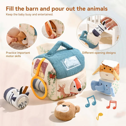 Montessori Plush Farm House & Animal Play Set