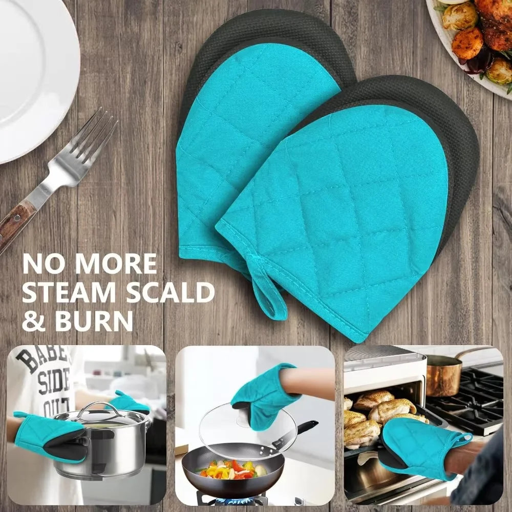 Heat-Resistant Short Oven Mitts