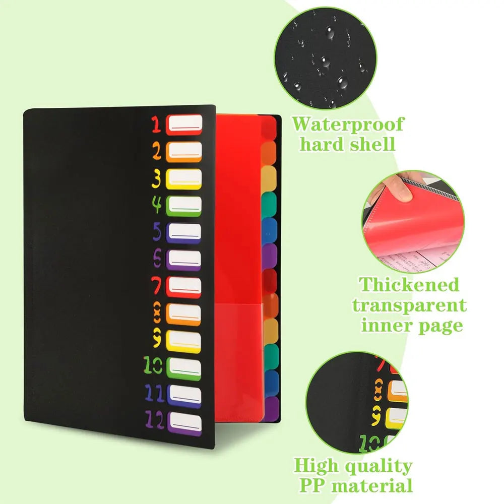 A4 Expandable 12-Compartment File Folder