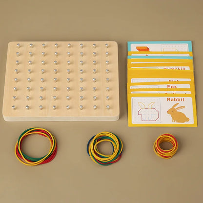 Wooden Montessori Geoboard Geometric Pegboard