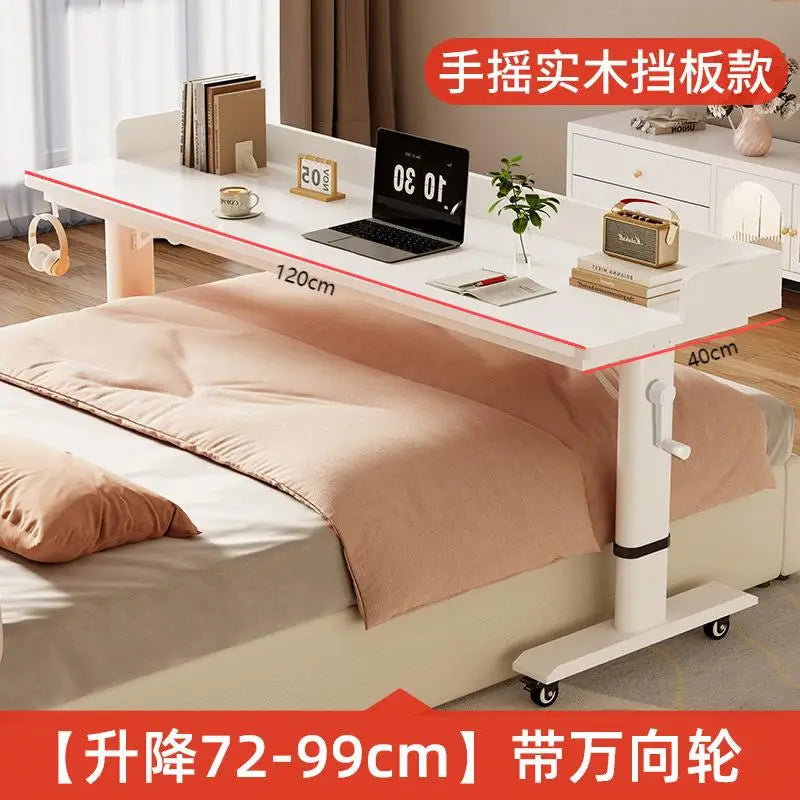 Adjustable Overbed Laptop Desk with Hand Crank & Wheels