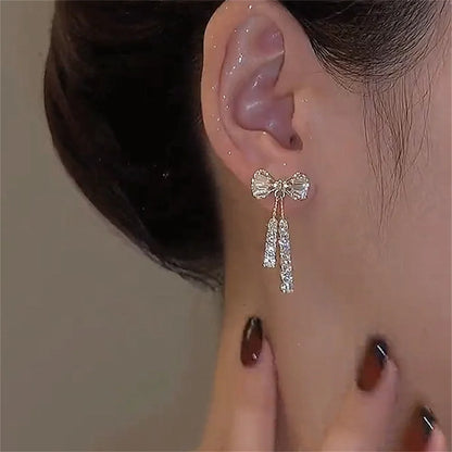 Bow Crystal Zircon Earrings