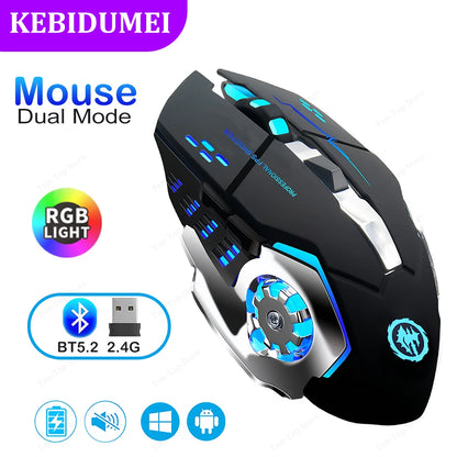 Bluetooth 5.2 & 2.4GHz Rechargeable RGB Wireless Gaming Mouse