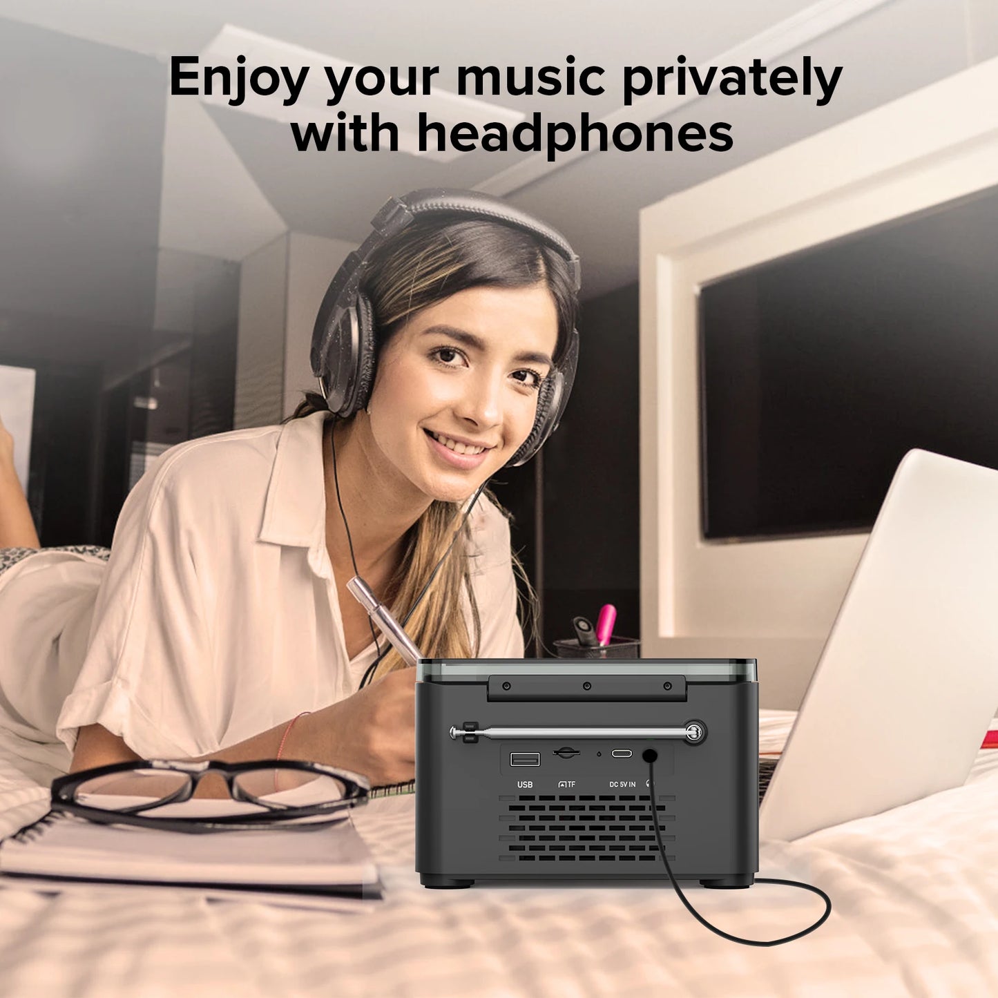 Portable Bluetooth CD Player with FM Radio