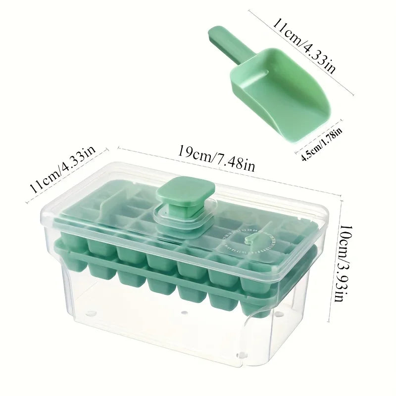 68-Grid Refrigerator Ice Cube Tray with Lid & Scoop