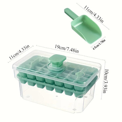 68-Grid Refrigerator Ice Cube Tray with Lid & Scoop
