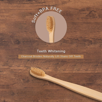 10PCS Natural Bamboo Colourful Toothbrush