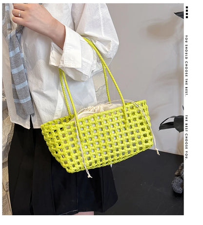 Handwoven Straw Tote Shoulder Bag