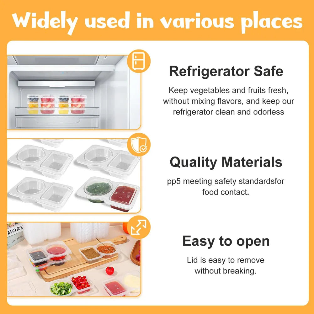 Dual Compartment Condiment Containers with Lids