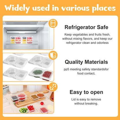 Dual Compartment Condiment Containers with Lids