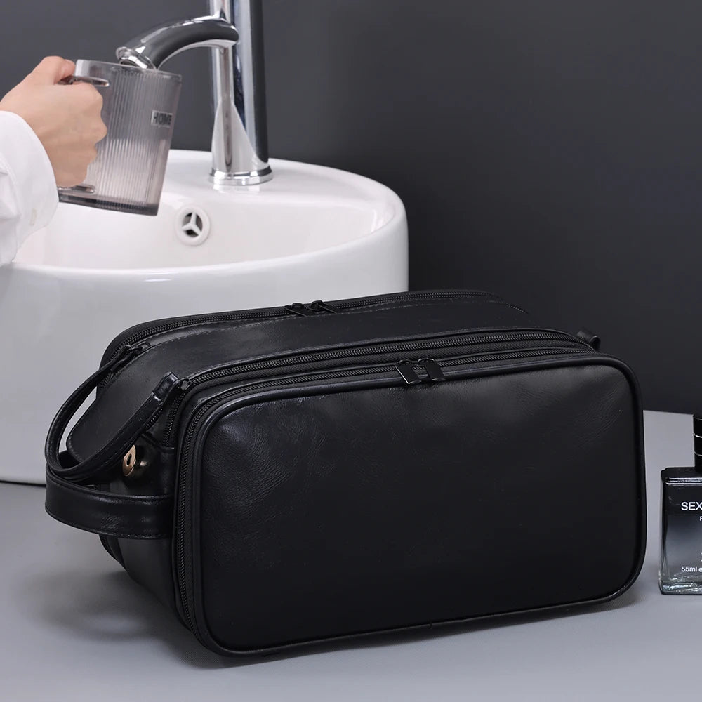 Travel PU Leather Toiletry Organizer Bag