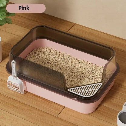 Semi-Enclosed Cat Litter Box with Scoop
